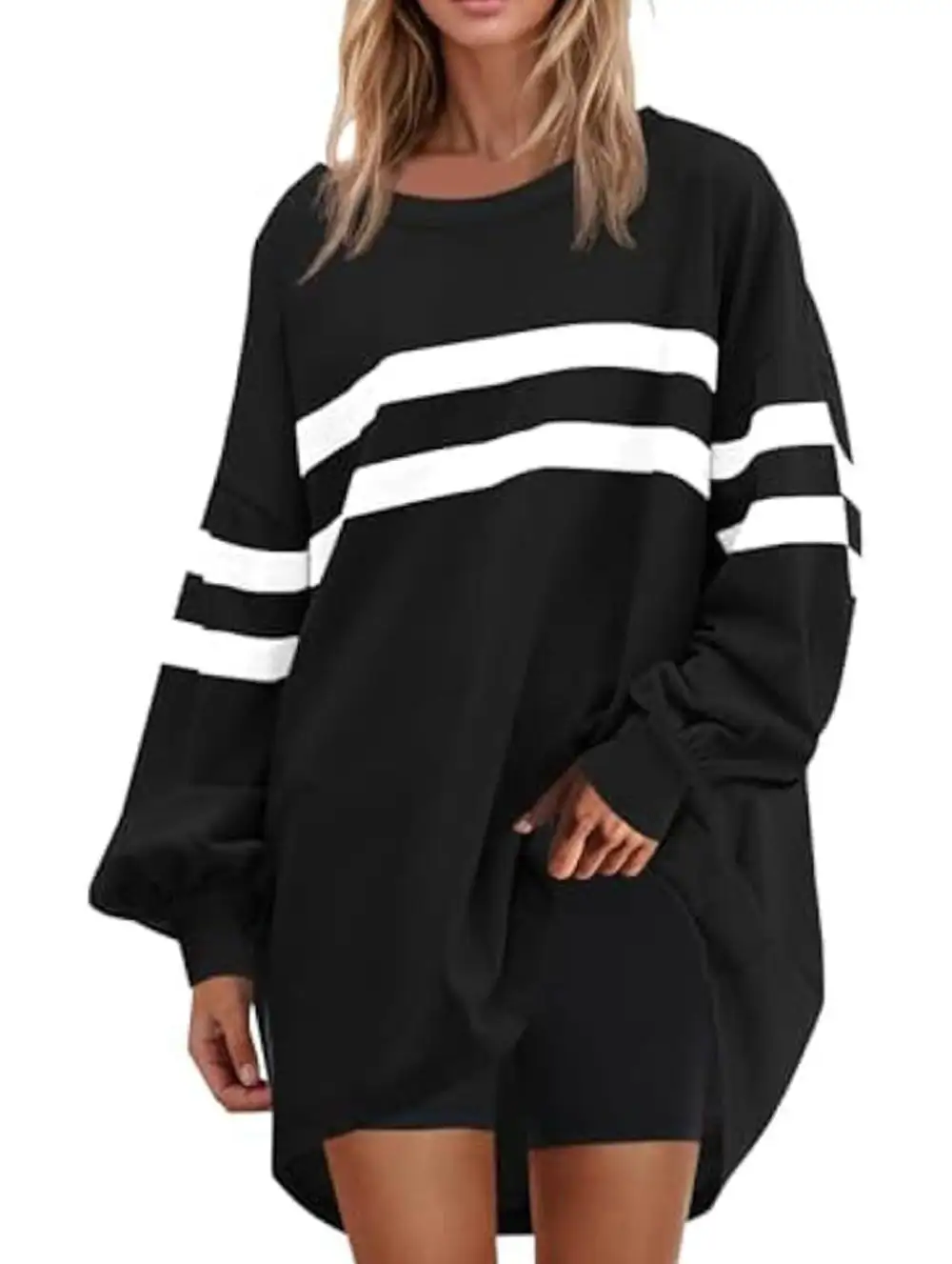 Striped Crew Neck Loose Sweatshirt