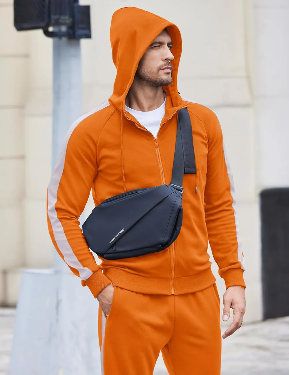 Mens with Zipper Pockets Full Zip Hoodie Sweatsuit