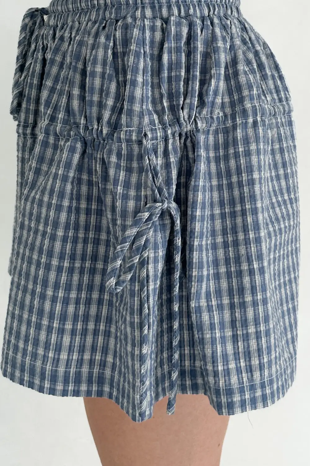 Plaid Drawstring Wide Leg Shorts