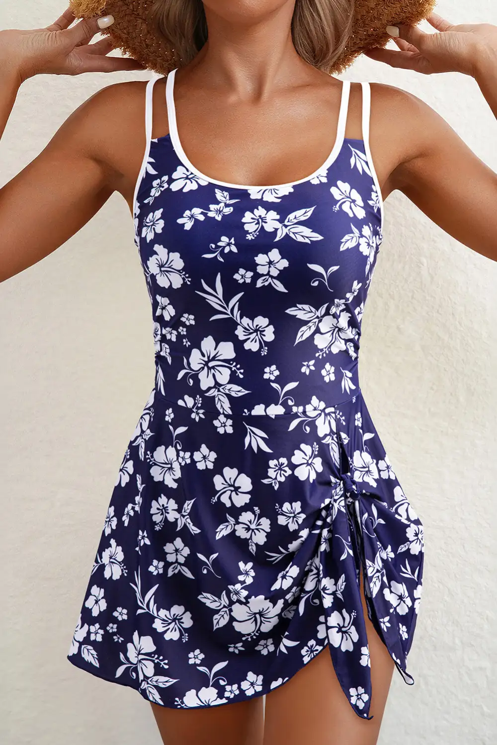 Crossed Back Floral Print Swimsuit