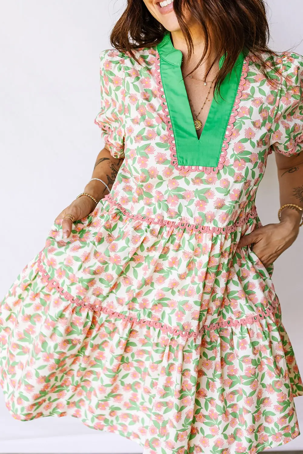 Print Tiered Mini Dress