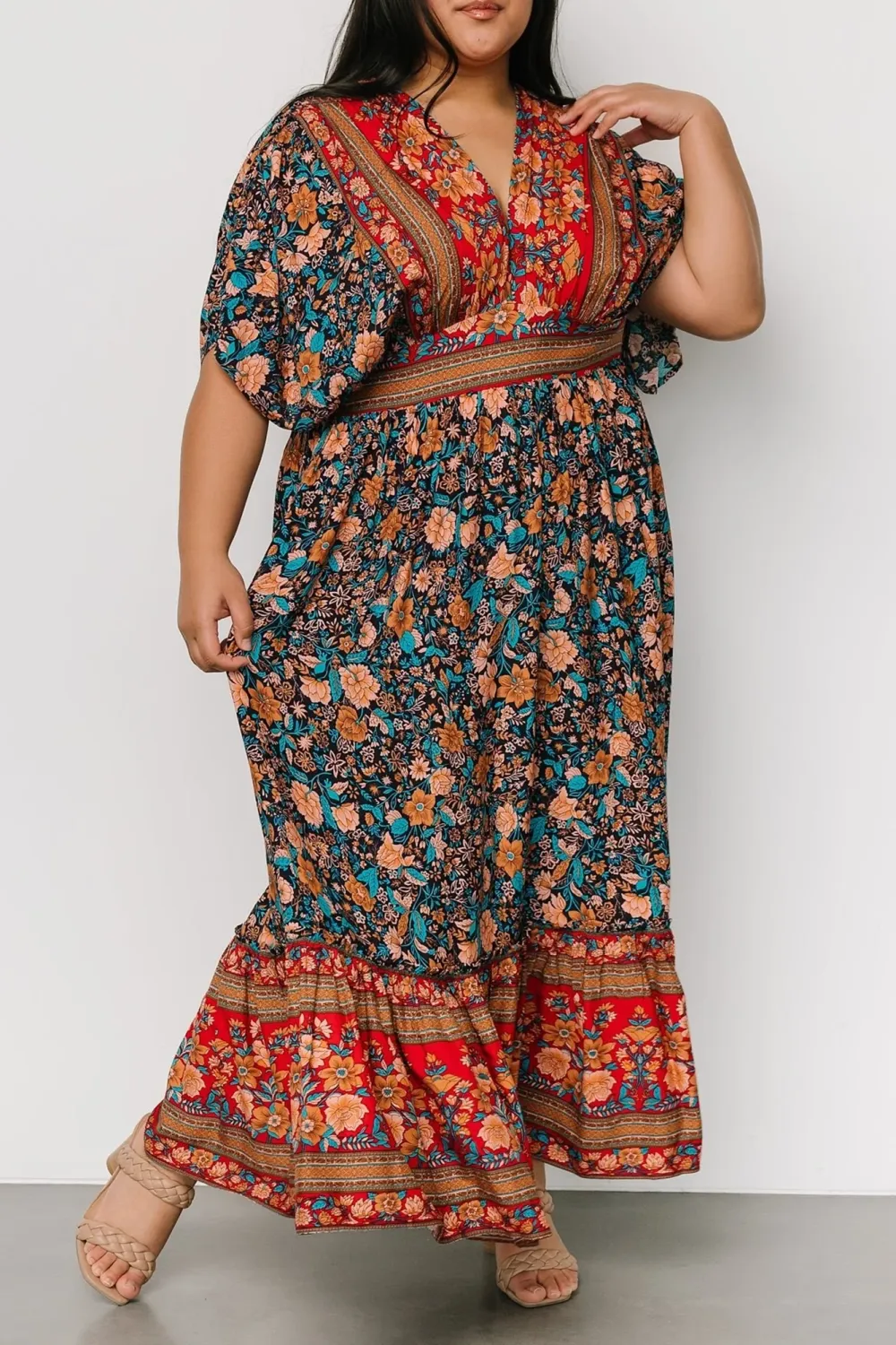 Unique Temperament Art V-Neck Floral Dress