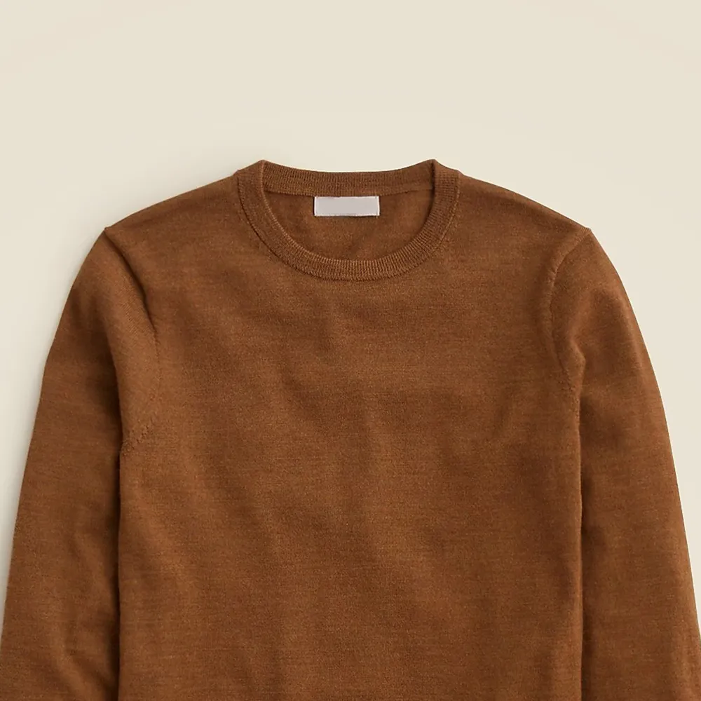 Ribbed Cashmere Solid Color Short Crew Neck Sweater