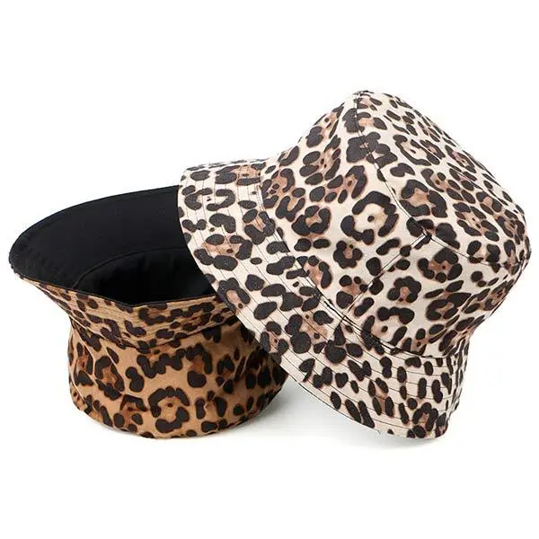 Suede Leopard-Print Bucket Hat 31882522C