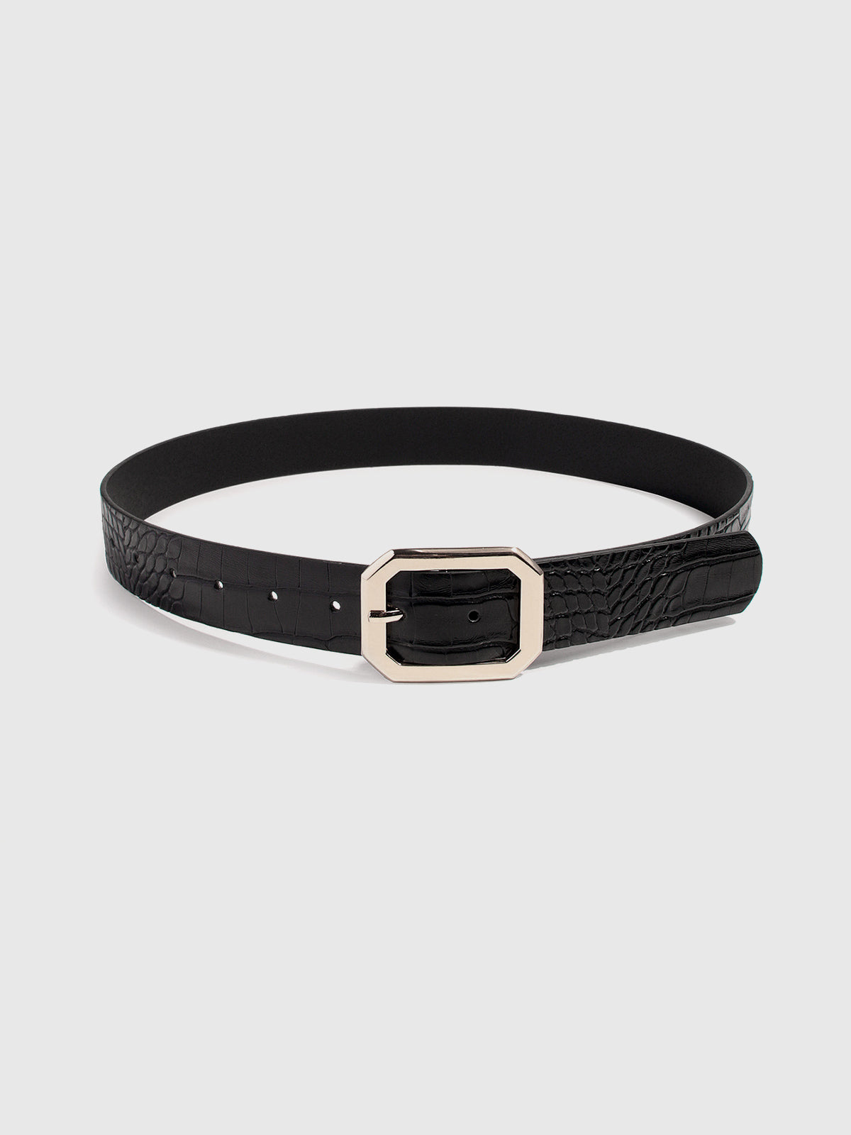 Classic black textured leather belt