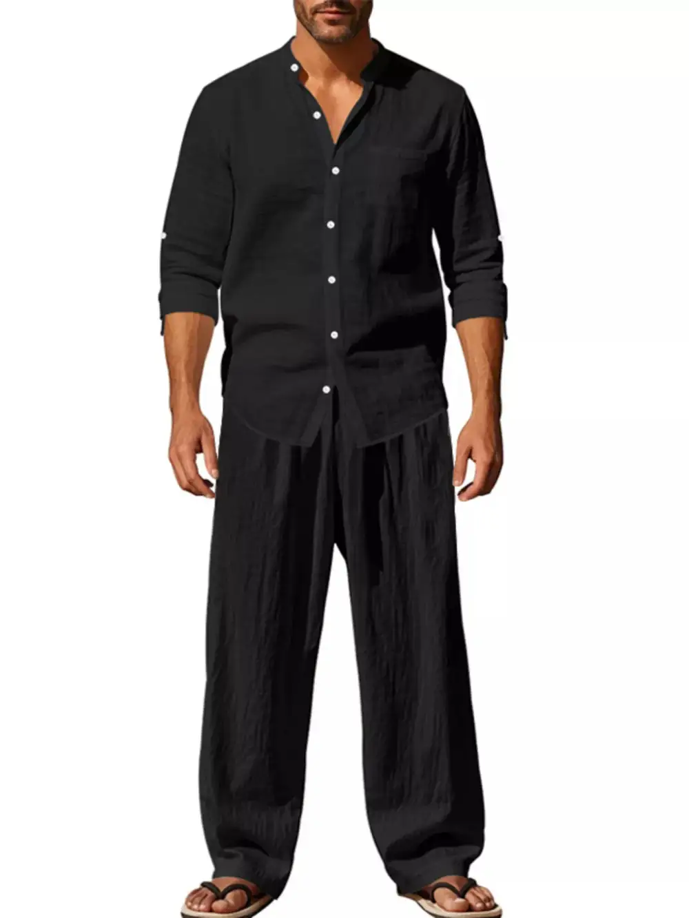 Refined Men's Full Size Casual Button Up Shirt