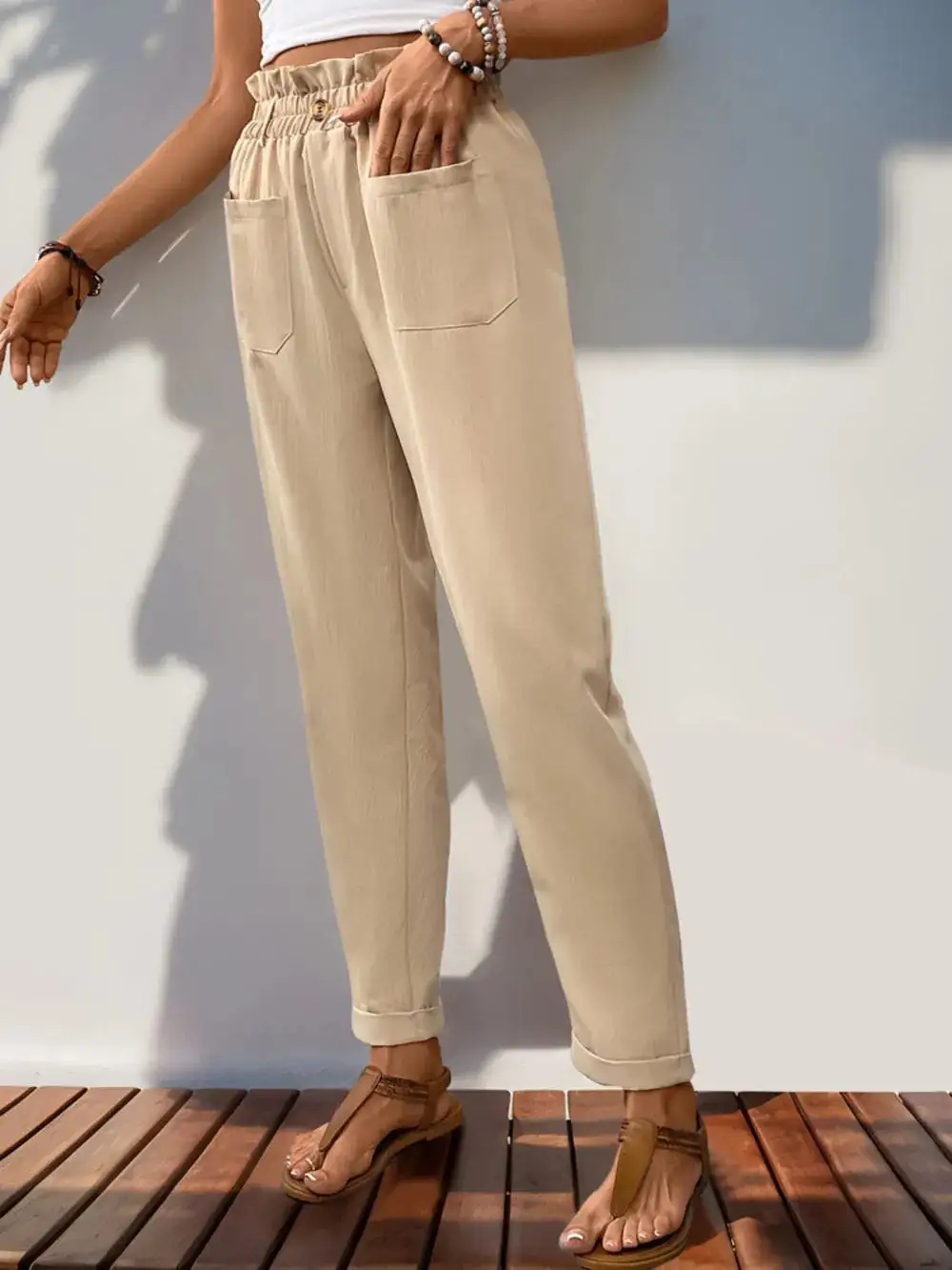 Clean High Waist Pocket Detail Pants