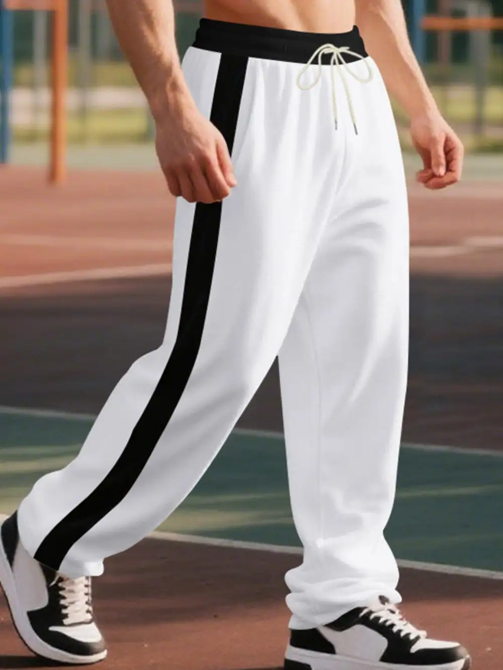 Men's Full Size Side Stripe Wide Leg Pants