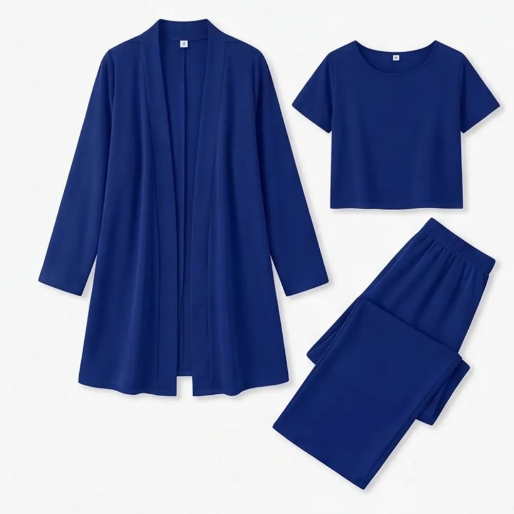 Drape Cardigan Three Piece Set