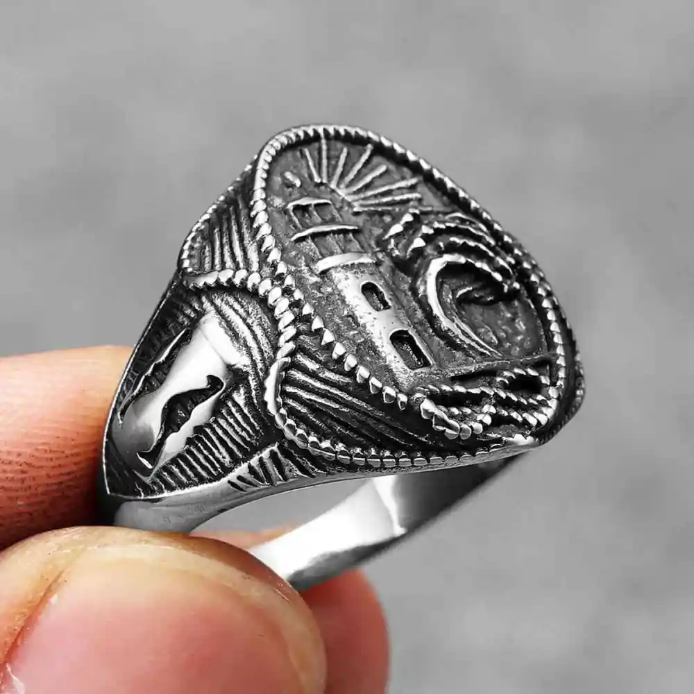 Men's Lighthouse Anchor Ring