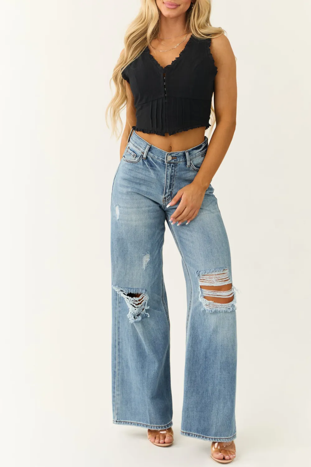 Black Corset Style Sleeveless Crop Top