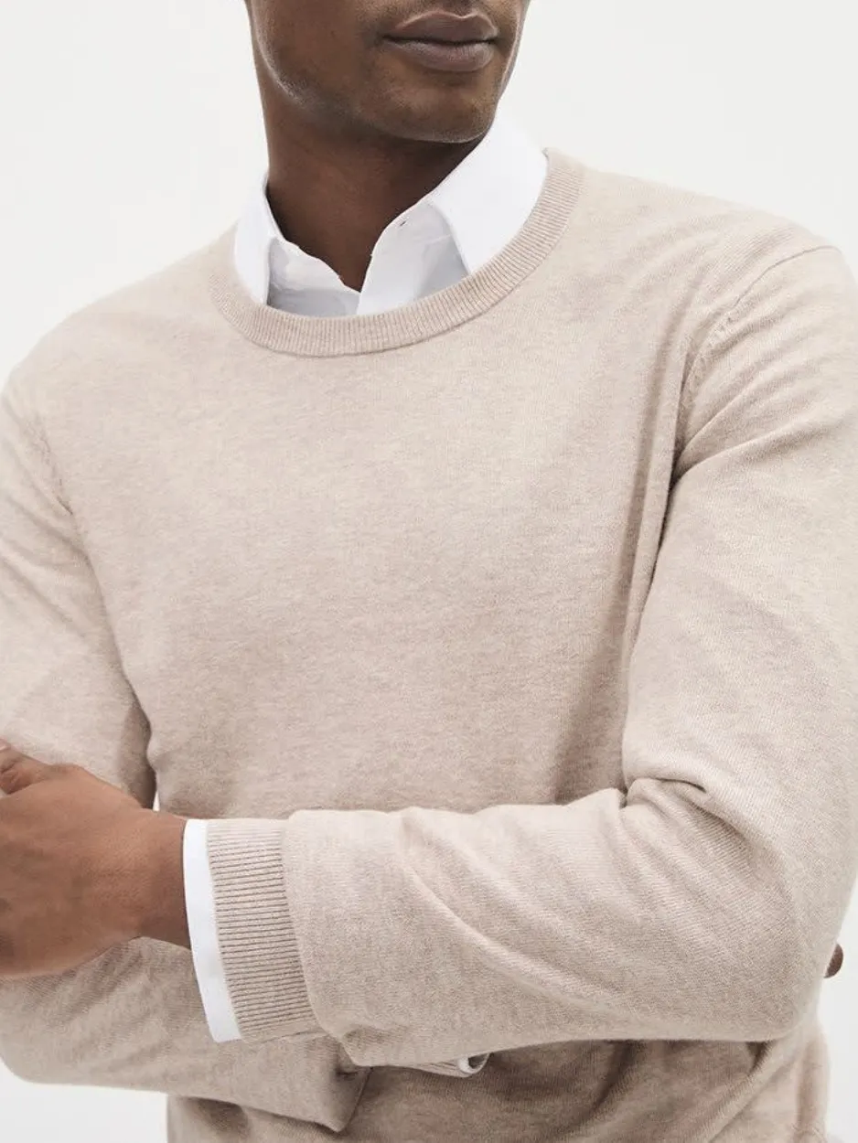 Coconut Cream Long-Sleeve Crew-Neck Sweater