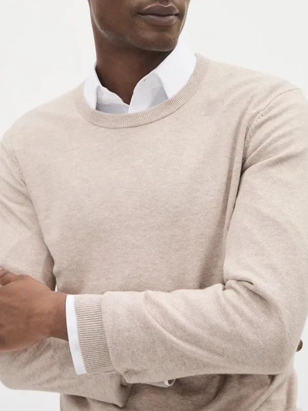 Coconut Cream Long-Sleeve Crew-Neck Sweater