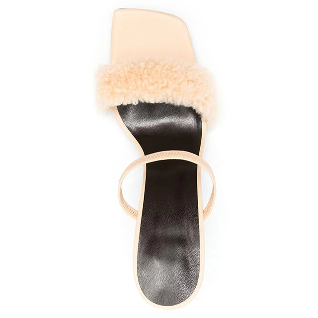 Valencia Fur Strap Block Heels