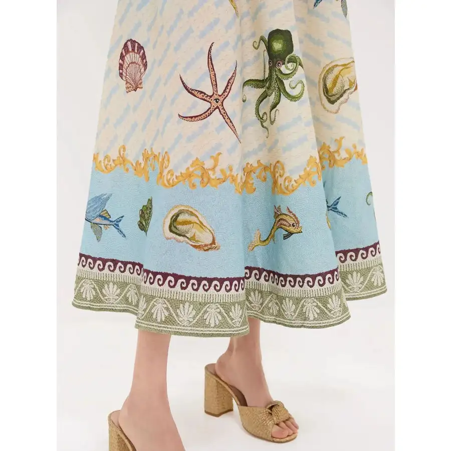 Ocean Spaghetti Strap Midi Dress