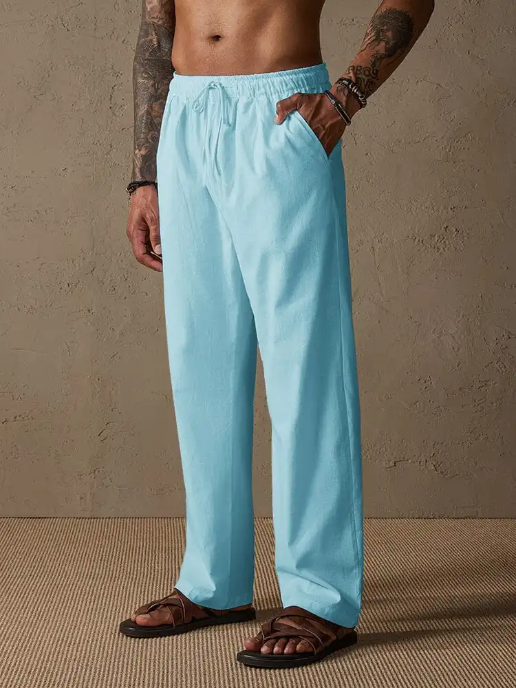 Casual Loose Fit Cotton Linen Straight Pants