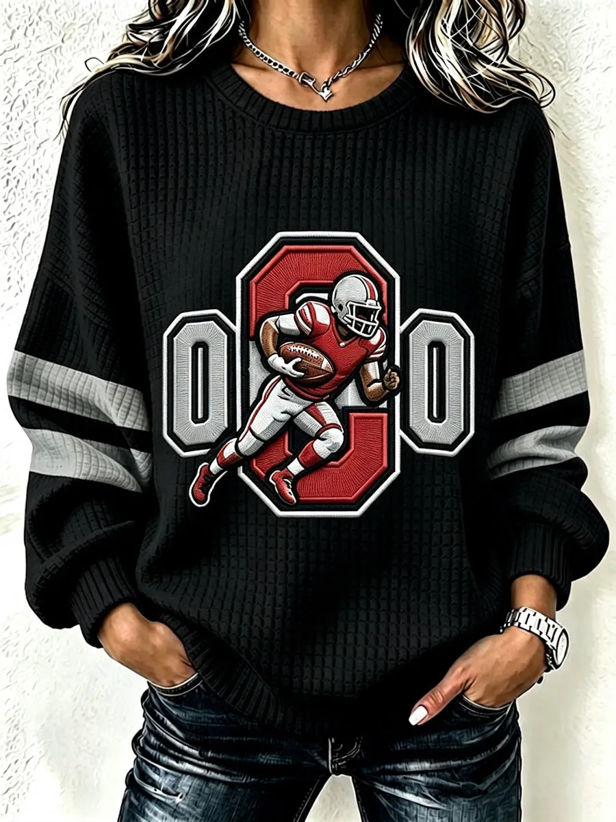 Ladies' Football Fan Casual Waffle Hoodie
