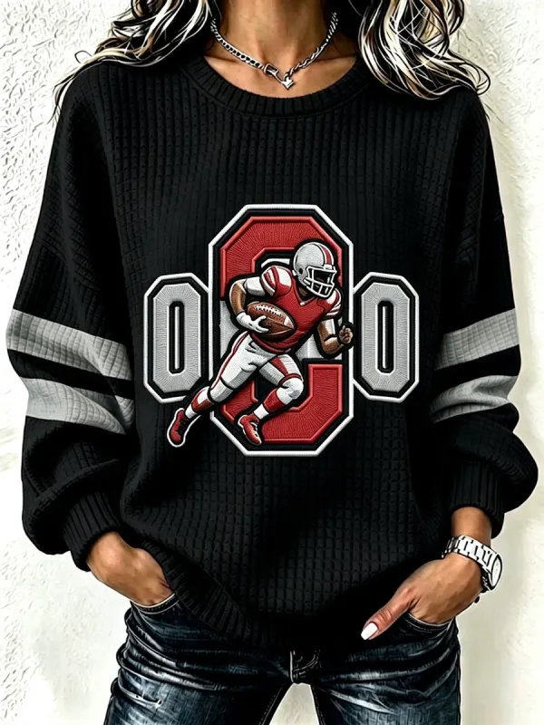 Ladies' Football Fan Casual Waffle Hoodie