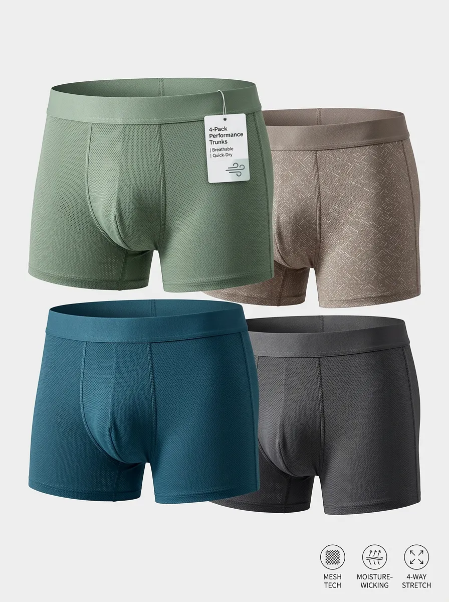 Practical Detail Men' Four Pack Boxer Briefs
