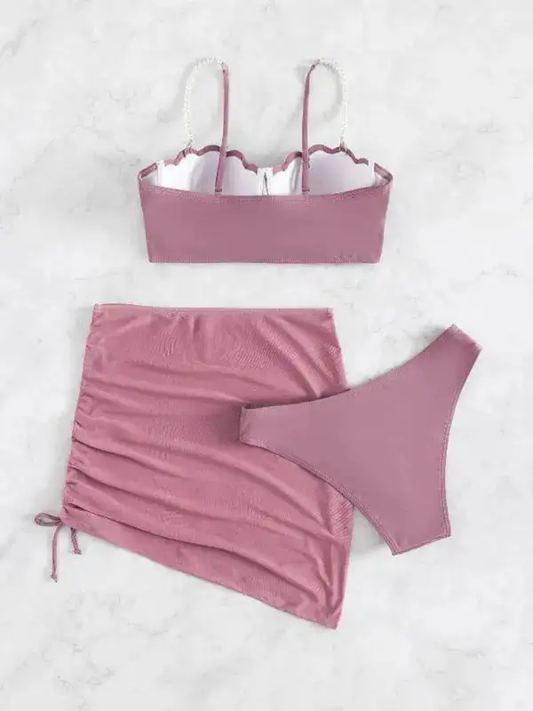 Clean Shell Shape Layered Bikini Swim Set