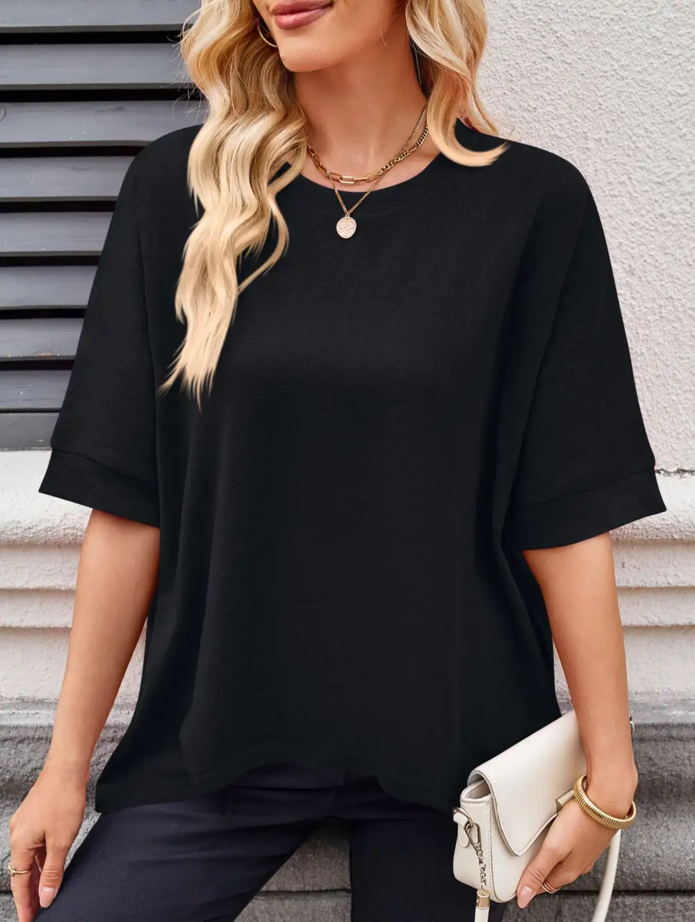 Oversized Knit Crew Neck Tee