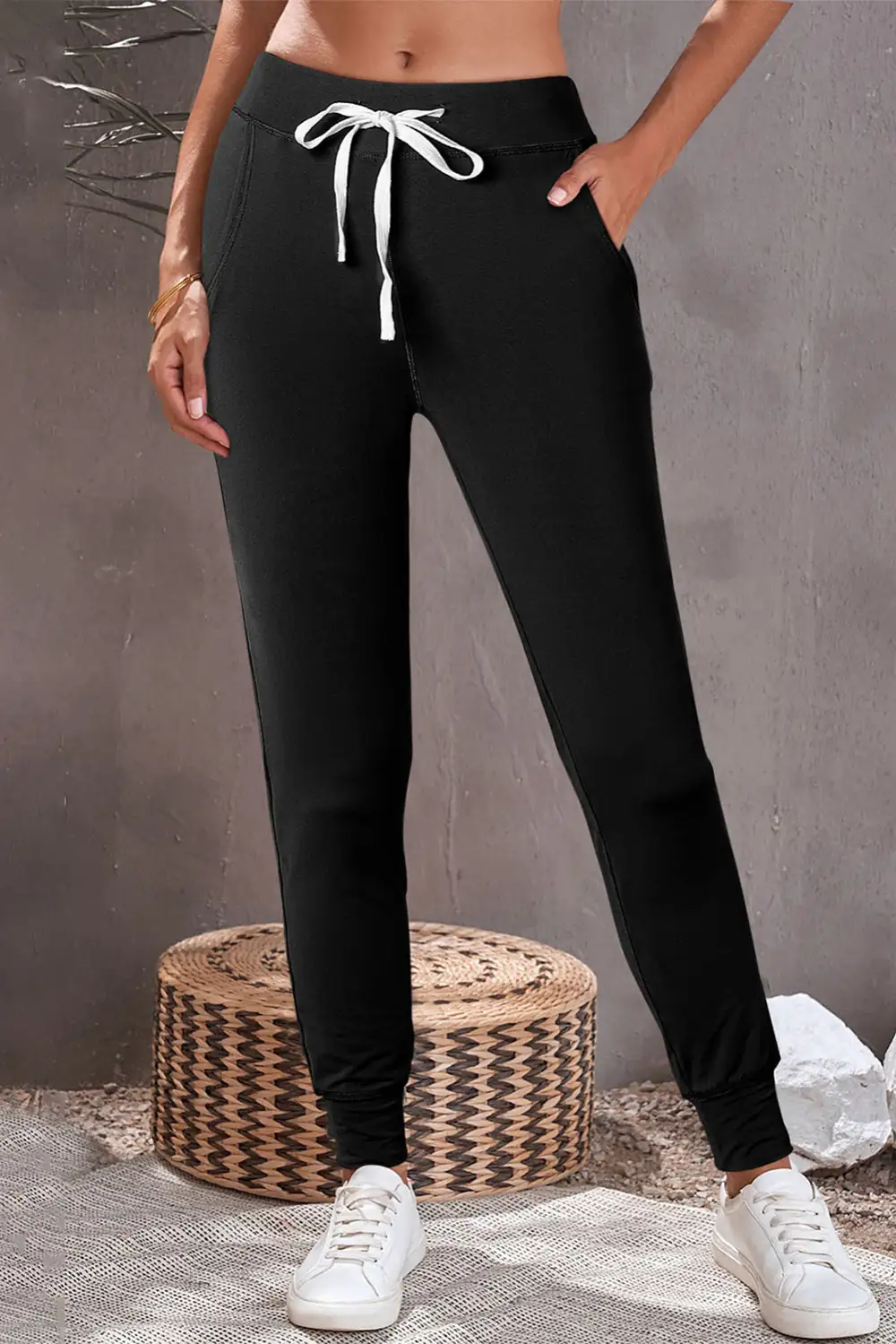 Slim-Fit Drawstring Elastic-Waist Pocketed Jogger Pants
