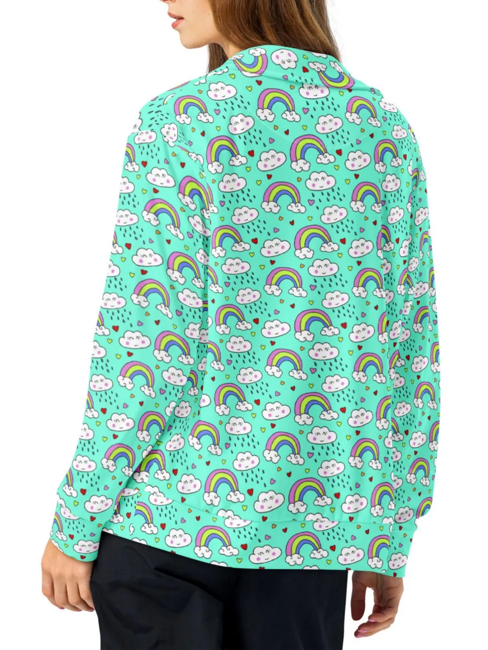Rainbow Print Zip-Up Jacket