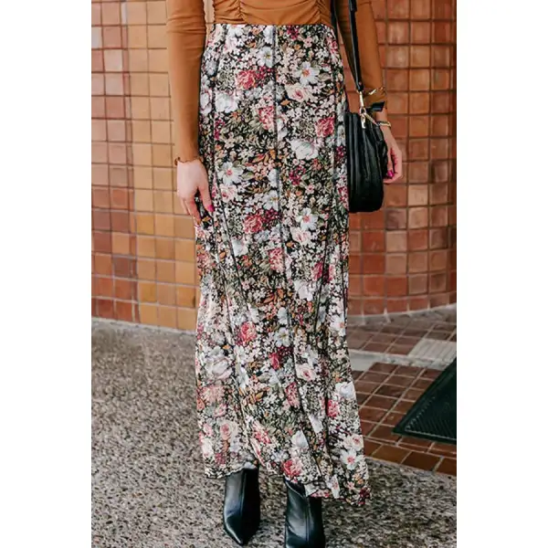 Floral Elastic Waist Maxi Skirt