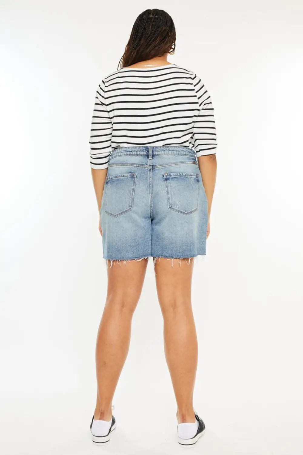Full Size Raw Hem High Waist Denim Shorts