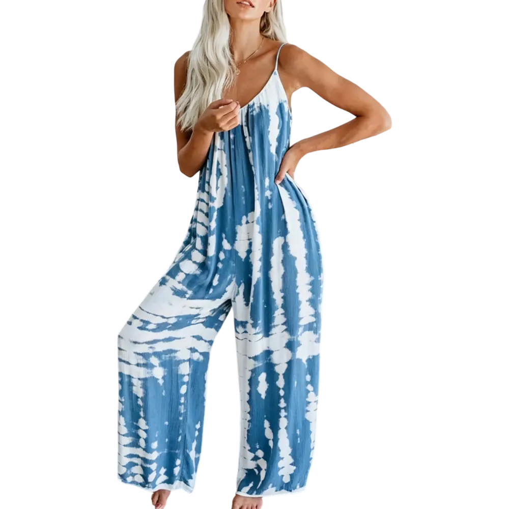 Plus-Size Fashion — Wide-Leg Suspender Jumpsuit