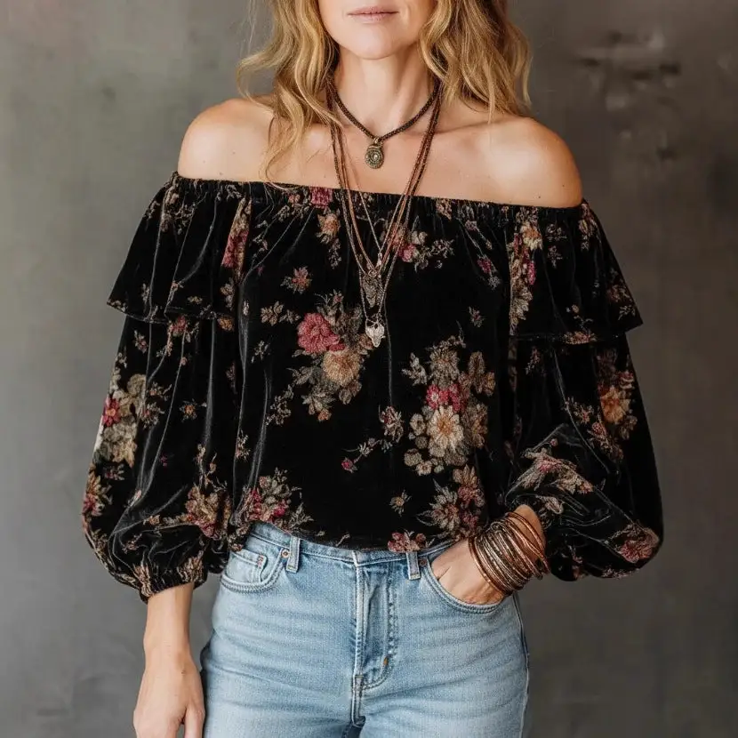 Long Sleeve Velvet Casual Dress