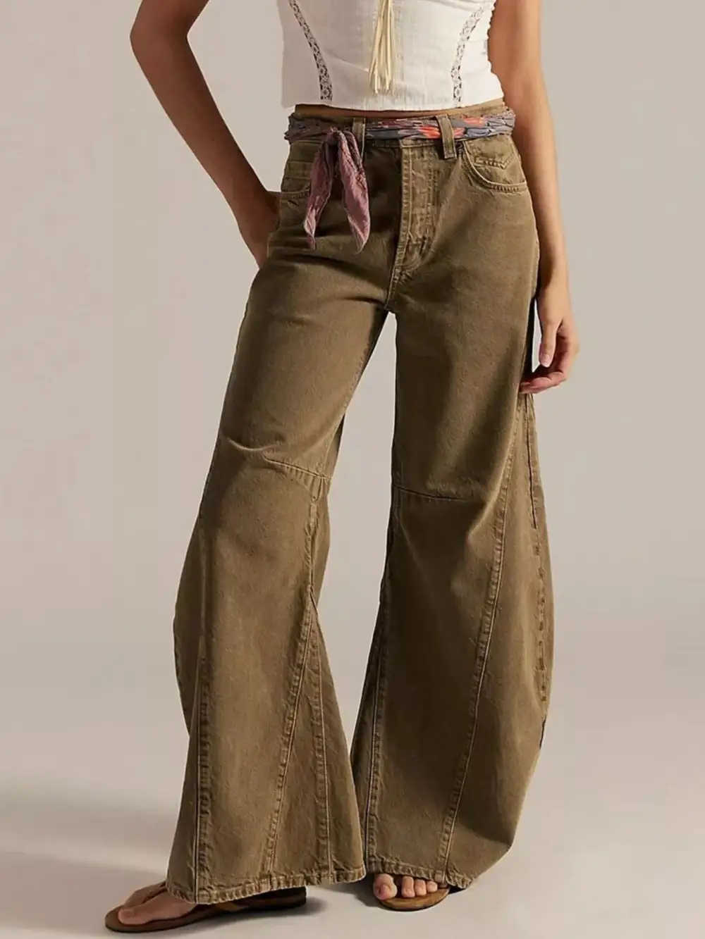 Clean Wide Leg Washed Denim Jeans