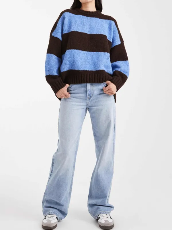 Contrast-Stripe Slouchy Sweater