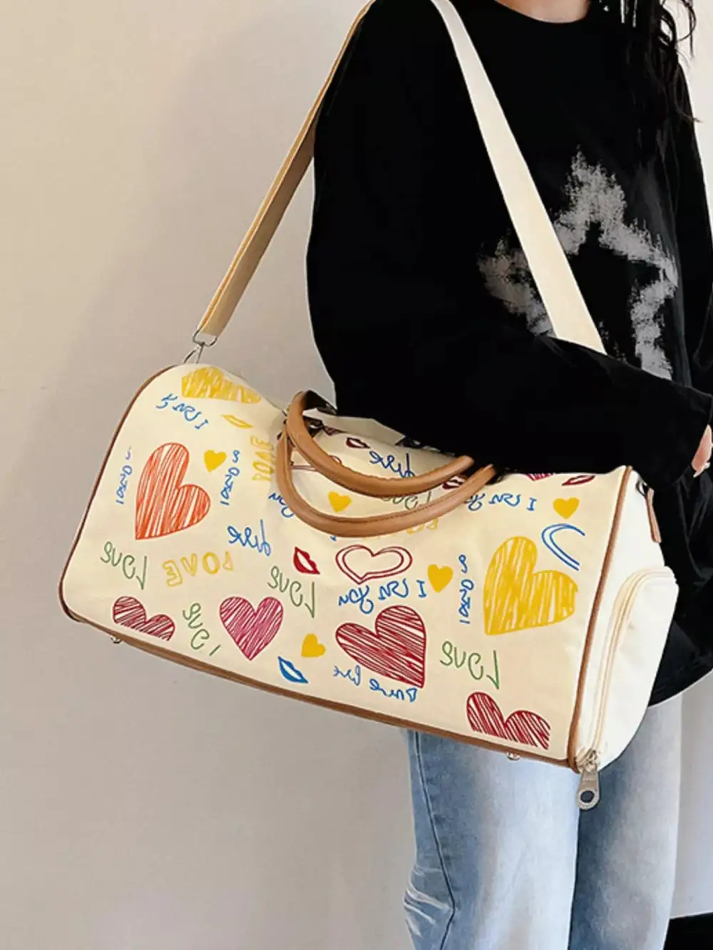 Printed Duffel Bag with Adjustable Strap