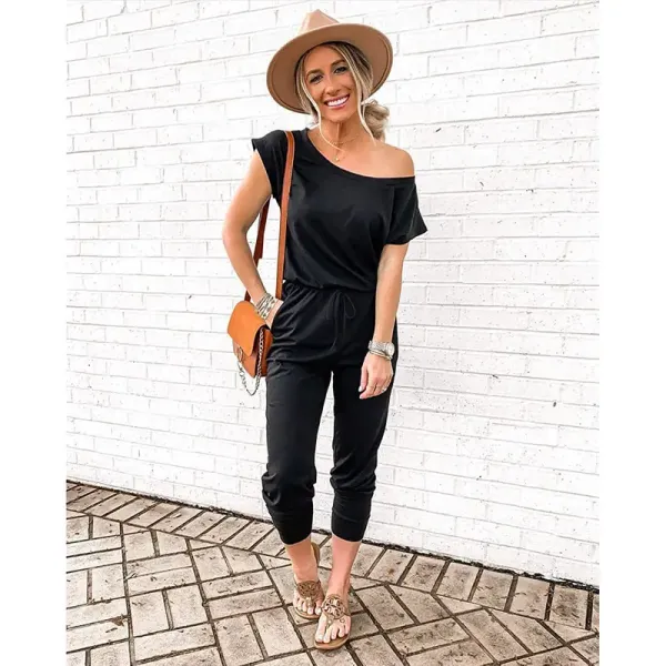 Women's EasyBreezy Off-Shoulder Jumpsuit – Adjustable Elastic Waist