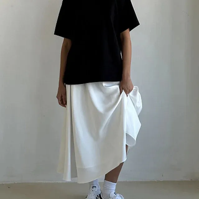 Satin A-Line Flared Skirt