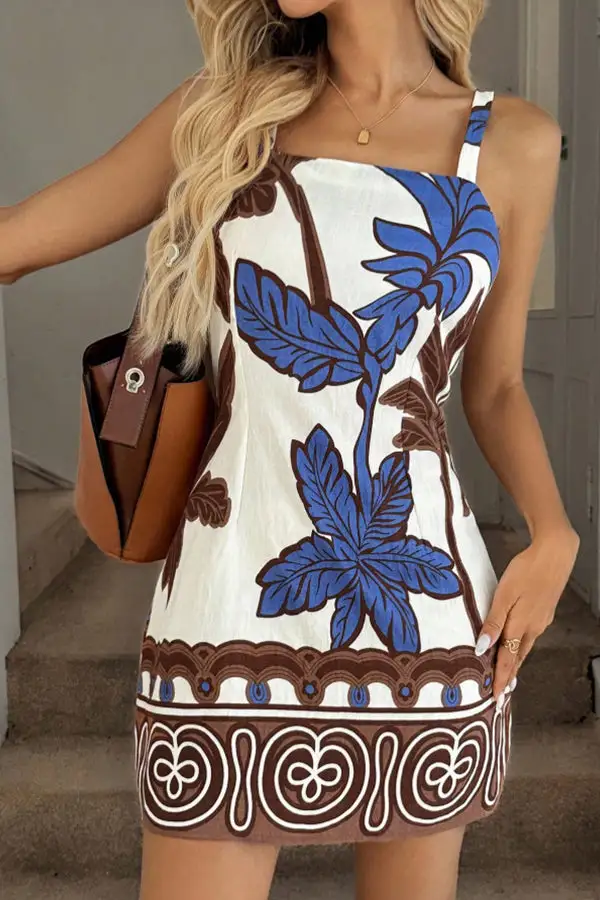 Printed Color Block Mini Dress
