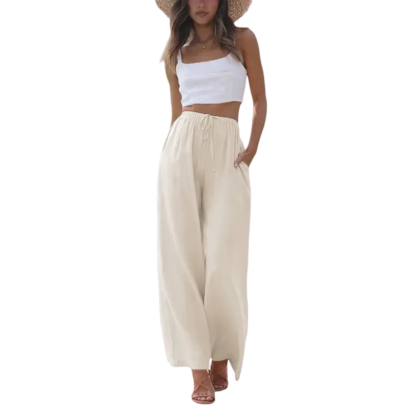 Women's cotton and linen wide-leg pants for summer