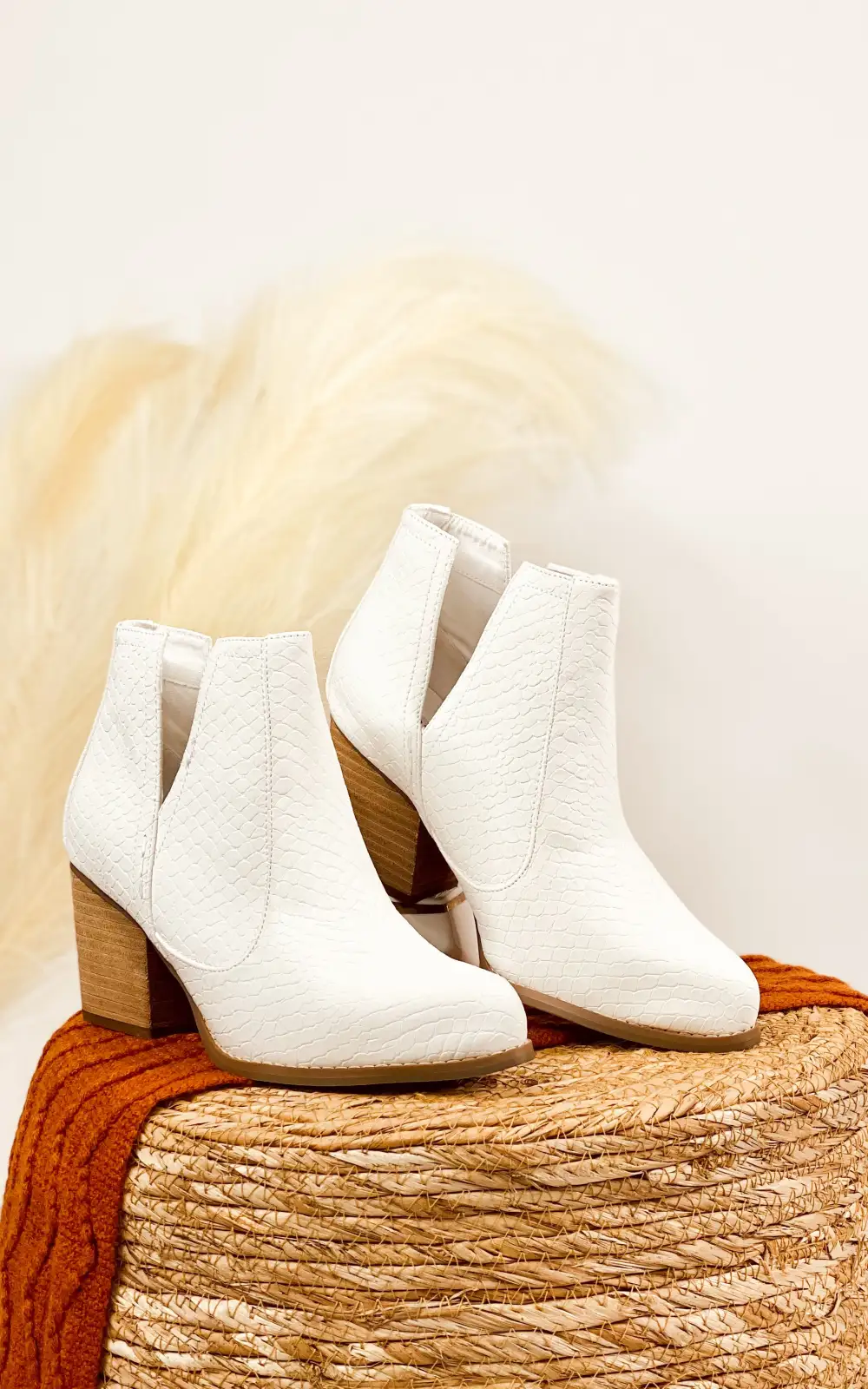 White High-Heeled Ankle Boot