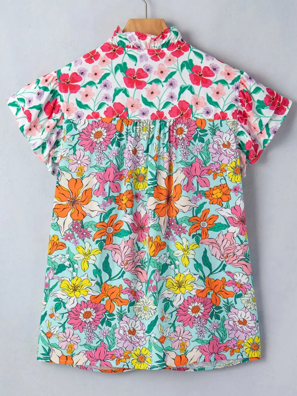 Button Front Floral Blouse