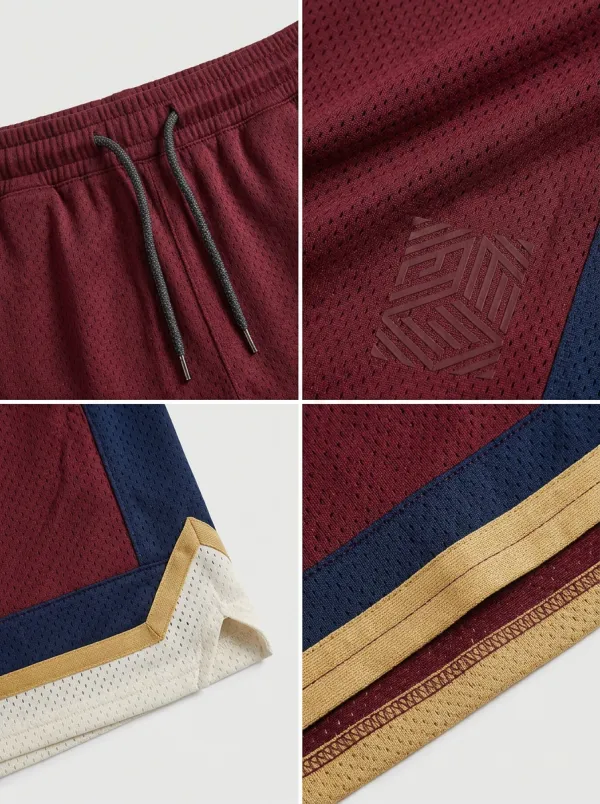 Studio Geometric Pattern Colorblock Detail Style Men's Basketball Shorts