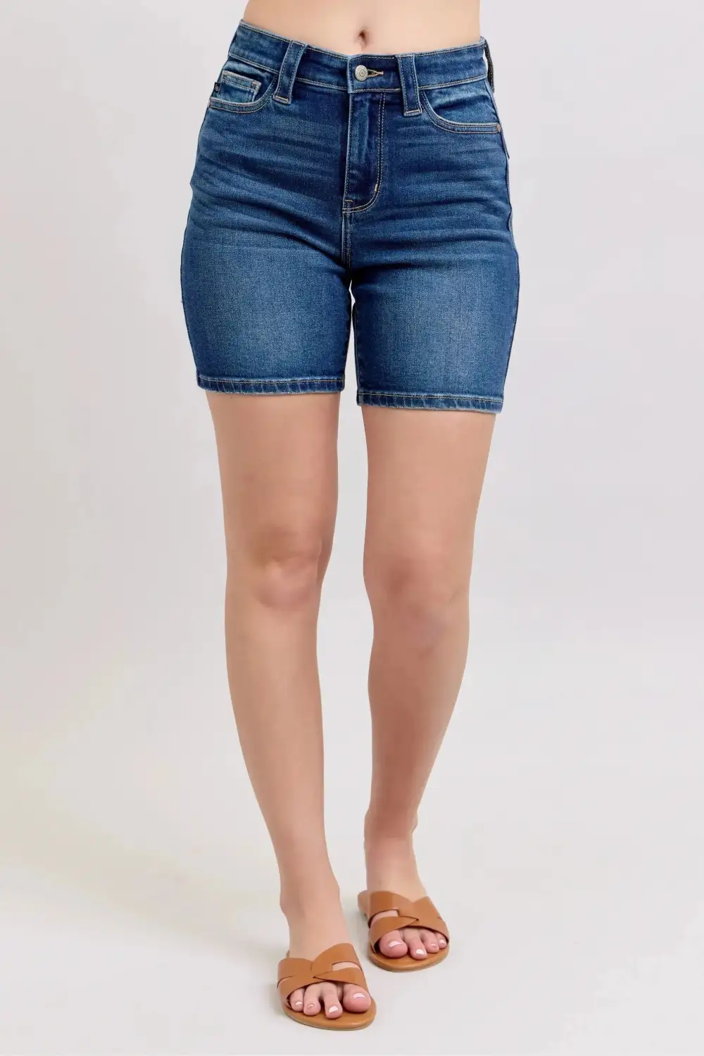 High-Waist High-Rise Cotton Denim Shorts
