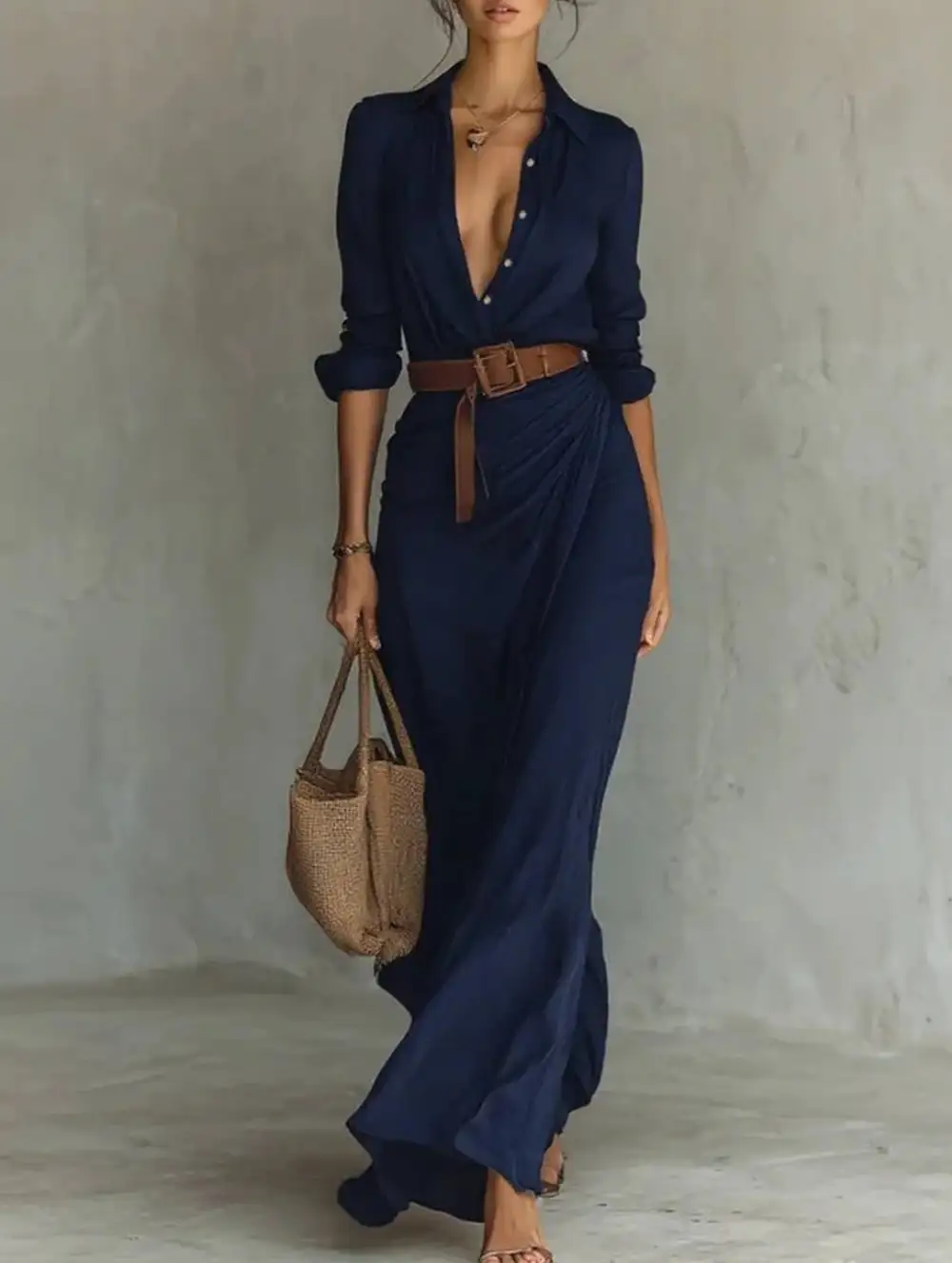 Textured Detail Irregular Pleated Dress