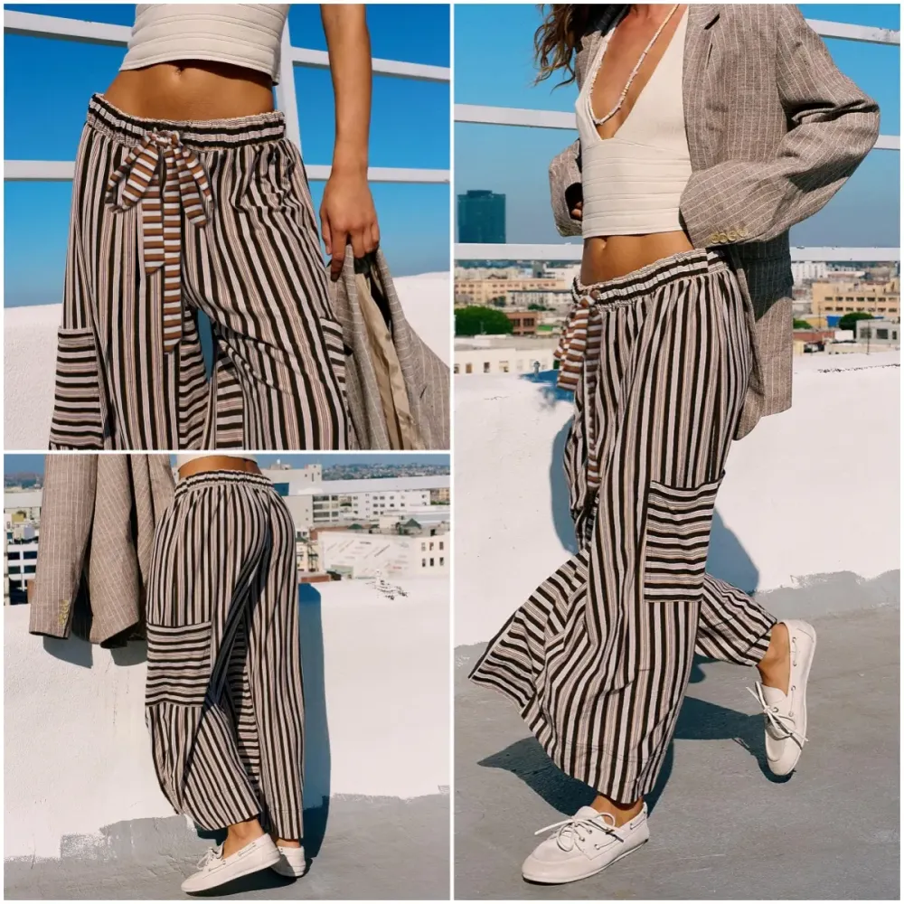 Women's Striped Wide Leg Pants