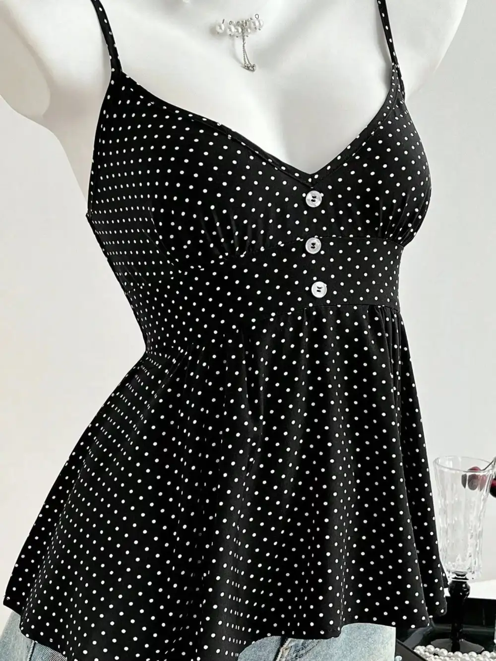 Polka Dot V Neck
