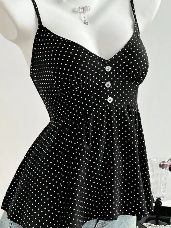 Polka Dot V Neck