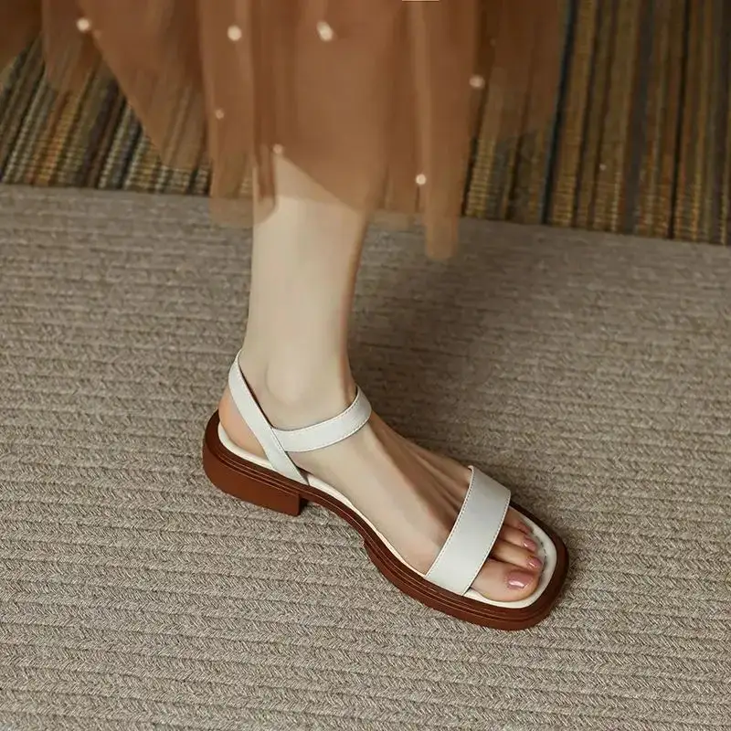 Wraparound Slingback Open-Toe Flat Sandals