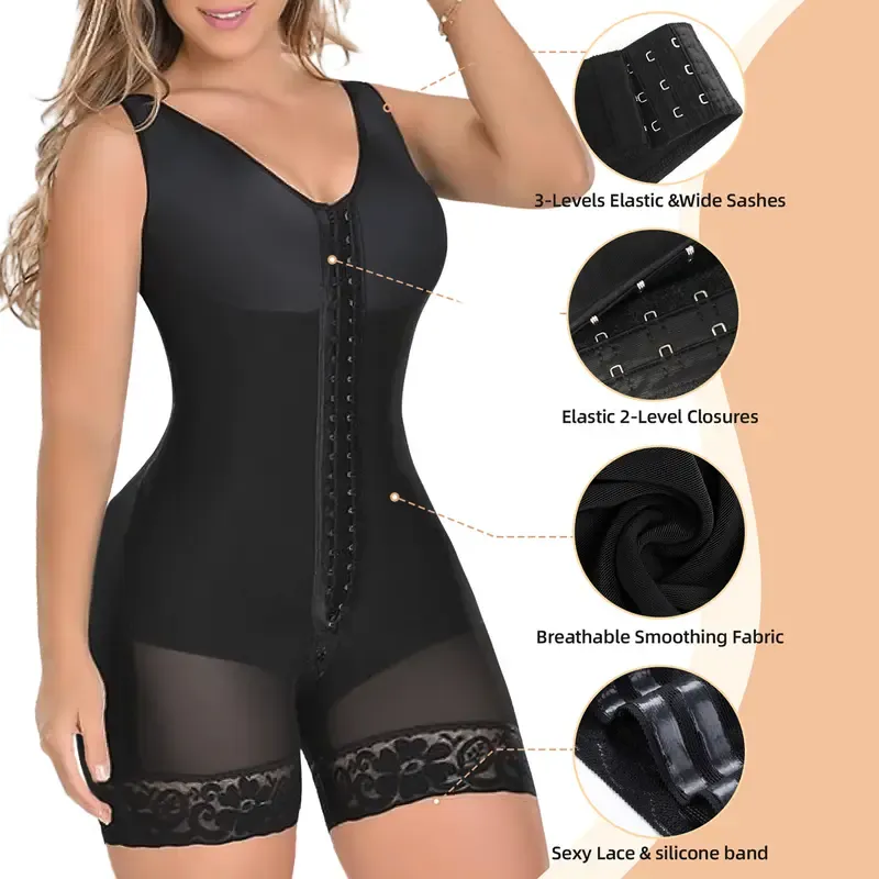 Women's Tummy Control Full Shapewear Butt Lifter with Zipper Crotch