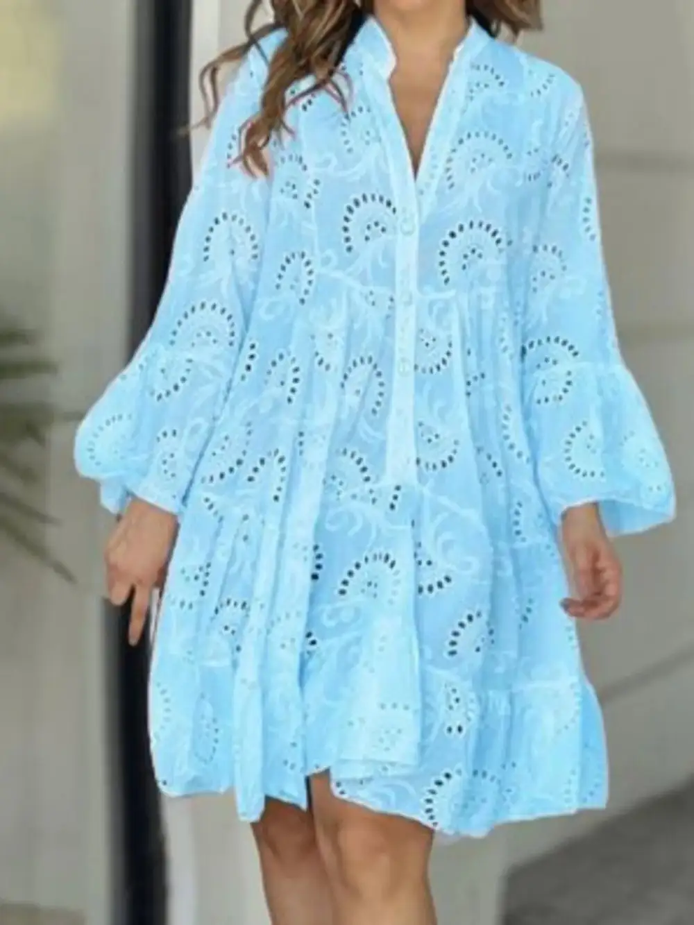 Ruffled Tiered Midi Tie Detail Dress