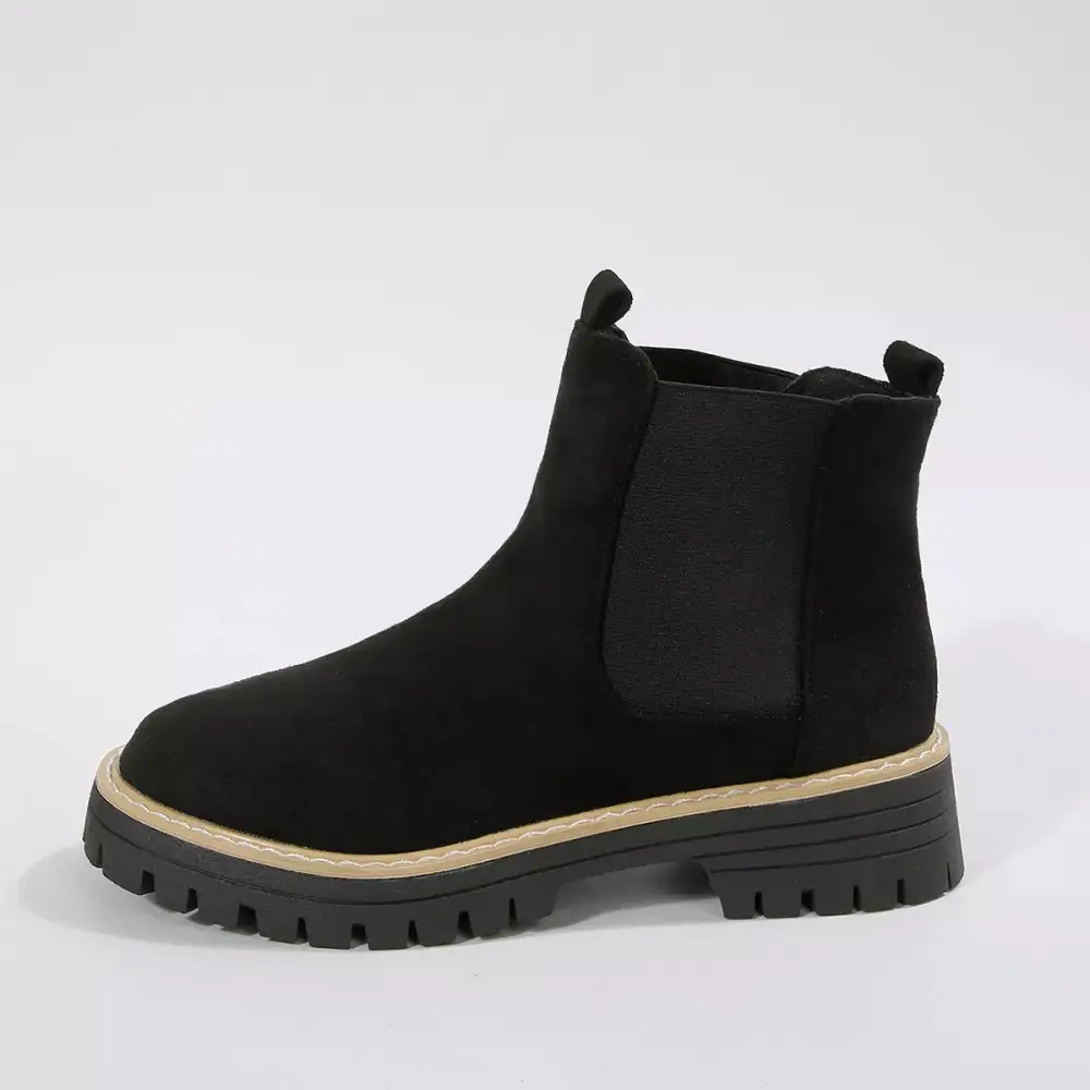 Layered Round Toe Block Heels Boots